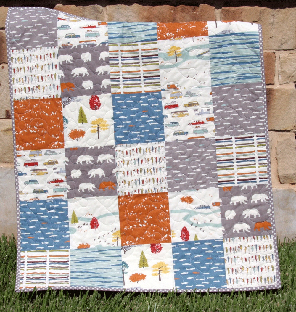 Boy Quilt Organic Birch Fabric Woodlands Forest Modern Boy
