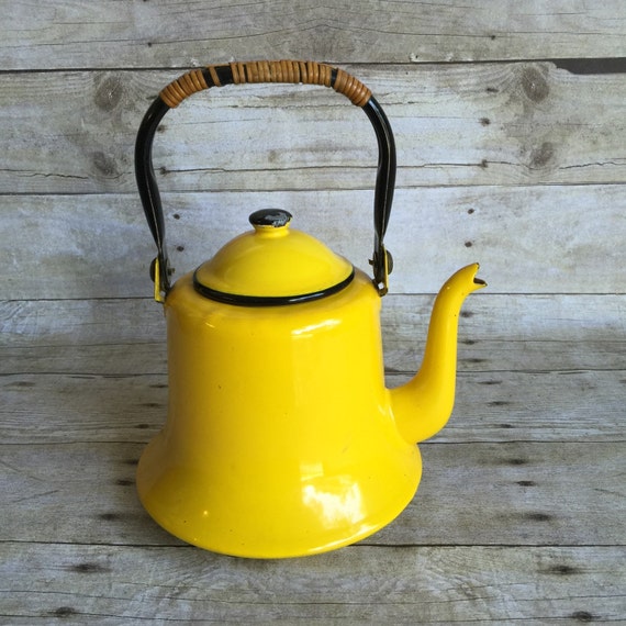 Bright Yellow Enamel Kettle