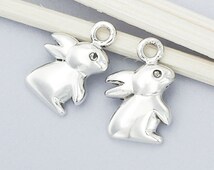Popular items for silver bunny charm on Etsy