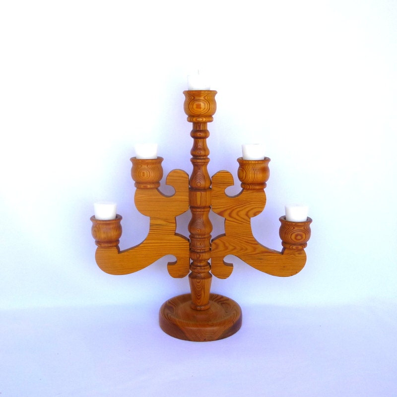 SWEDISH WOOD CANDELABRA/ Smalandsslojd Stig Johnnson design