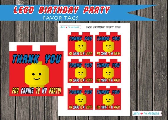 Lego Birthday favor tag printable Instant by jenirodesigns