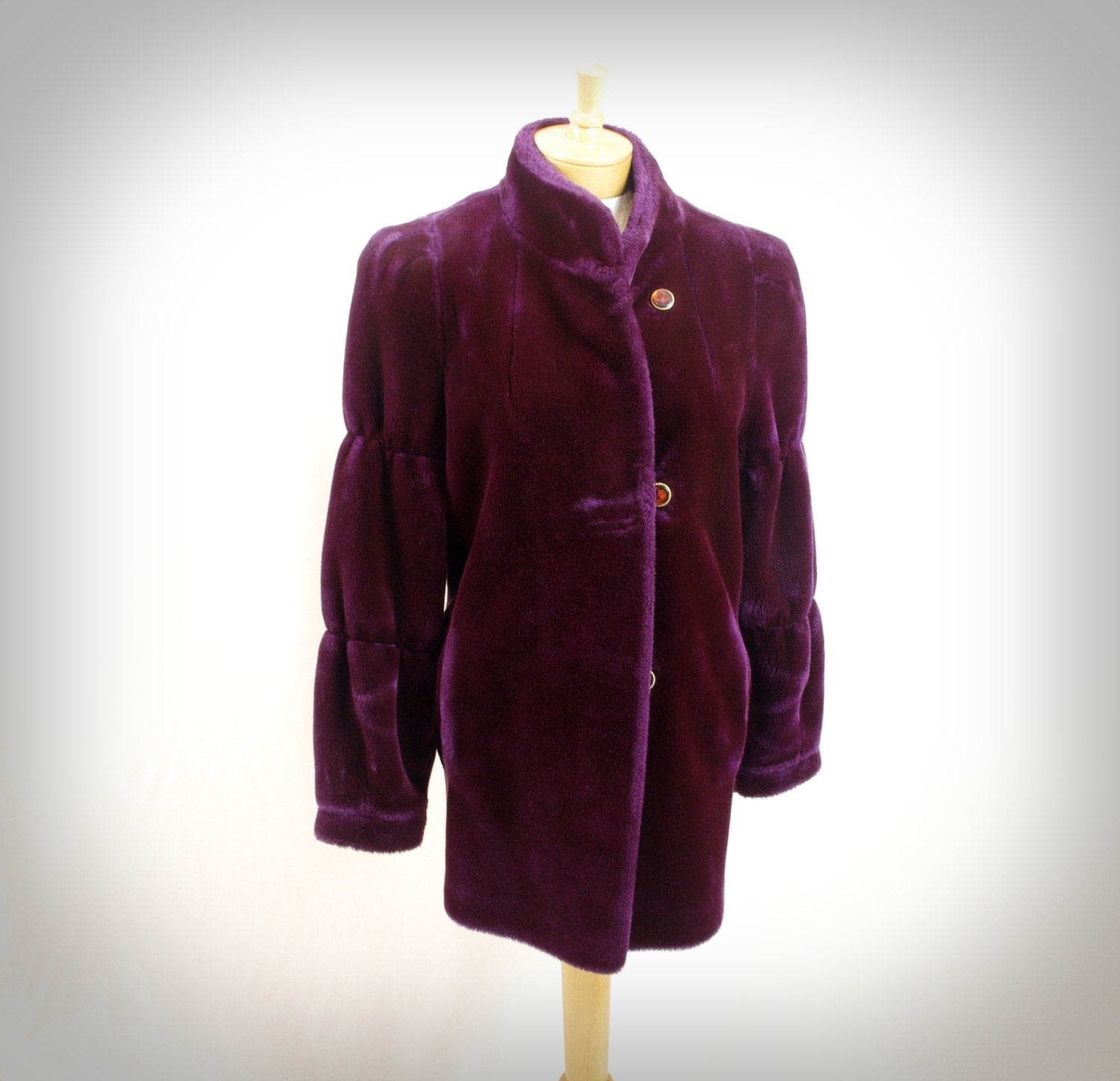 Deep Purple Faux Fur Coat 70s Faux Fur Coat Purple Coat