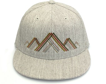 Men's Baseball Cap - Mountain Range Illustration - Men's/Unisex Embroidered Cap - Fitted and Snapback Options Available