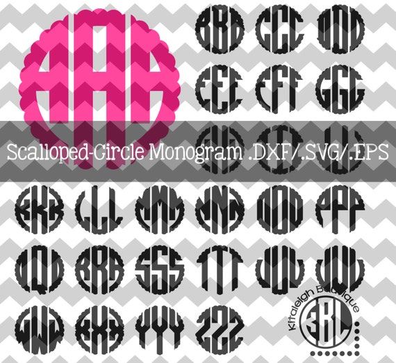 Download Scalloped Circle Monogram Alphabet .DXF/SVG/.EPS File for use