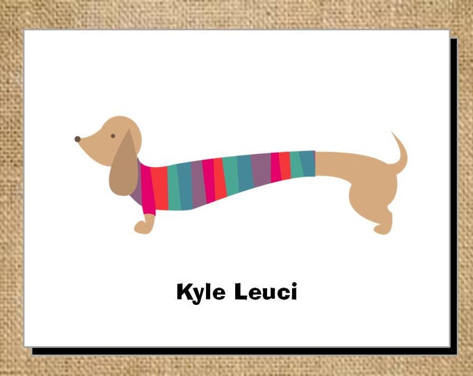 Set of Personalized Dachshund Dog Lovers Folded Note Cards - Thank You Cards - Blank Cards - Stationery