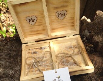 Mr And Mrs Rustic Wedding Ring Box Romantic Country Chic Alternative Ring Pillow