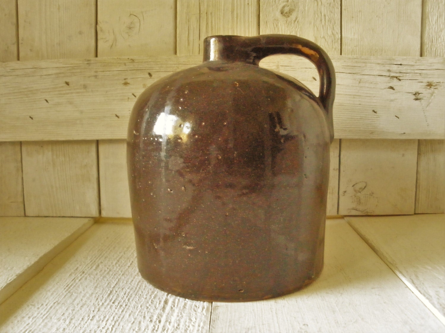 Antique little brown jug beehive stoneware glazed moonshine