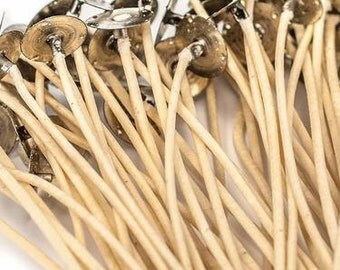5 CANDLE WICKS, #26, 6" pre-tab (SET of 5) Natural Cotton