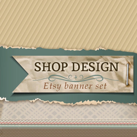 Items similar to Shop banner  Etsy  shop design SCRAPBOOKING Rustic Paper 