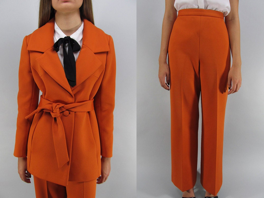 Reserved 60s Lilli Ann Mod Orange Suit Ensemble Pant Suit