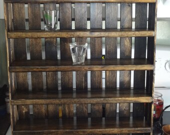Shot Glass Display - Shot Glass Shelf - Bar Shotglass Decor - Wooden Bar Decor - Crate Shelves - Crate Shelving - Rustic Decor - DREAMATHEME