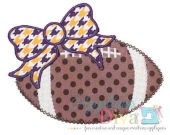 Fall Girl Football with Big Bow Embroidery Design Machine Applique