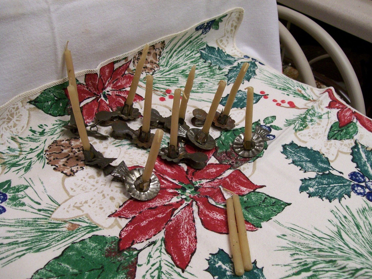 Antique Christmas Tree Candle Holders Lot of 10 Tin Clip On