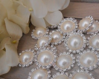 19MM Flatback Rhinestone Pearl Metal Embellishments - Craft Supplies - Wedding Craft Supplies - Crafts - Rhinestone - Pearl