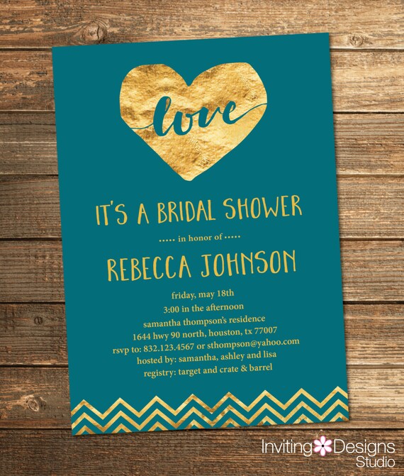 Teal And Gold Invitations 10