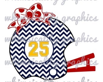 Chevron Football Helmet With Bow and Monogram with SVG, DXF, PNG Commercial & Personal Use