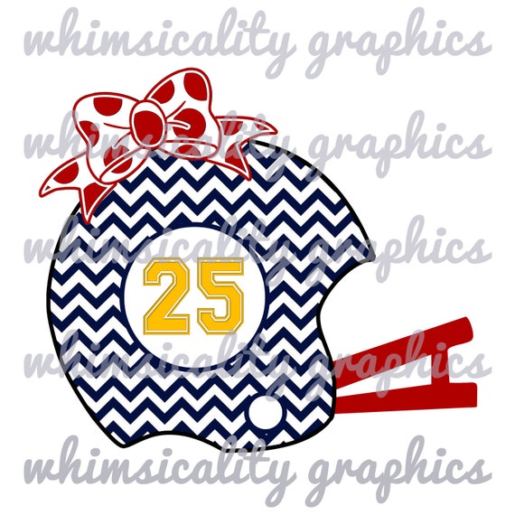 Download Digital File Chevron Football Helmet With Bow and Monogram