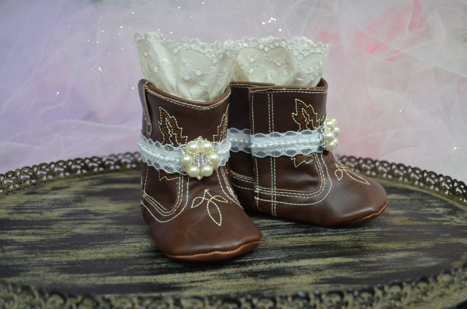 Soft Sole Baby Girl Cowgirl Boots...Baby Shoes...Baby Girl