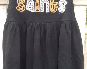 New Orleans Saints Applique Sleeveless Monag Empire Waist Dress