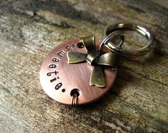 Copper Pet Id Tag - Small Pet Tag - Cat Tag - Cat Id Tag - Small Dog Id Tag - Unique Pet Id Tag - Aluminum Backer