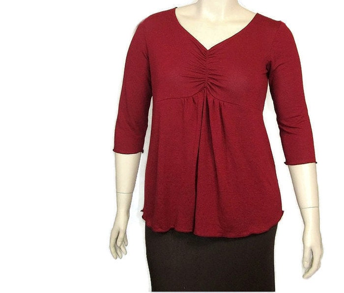 Womens Empire Waist Shirt Gathered Chest ShirtEco by shopkobieta