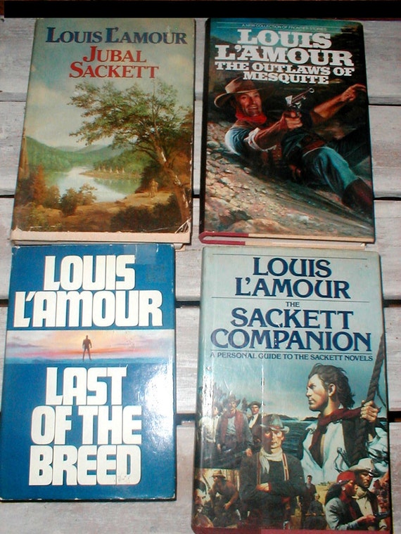 Four Louis L&#39;Amour Hardback Books Western Decor