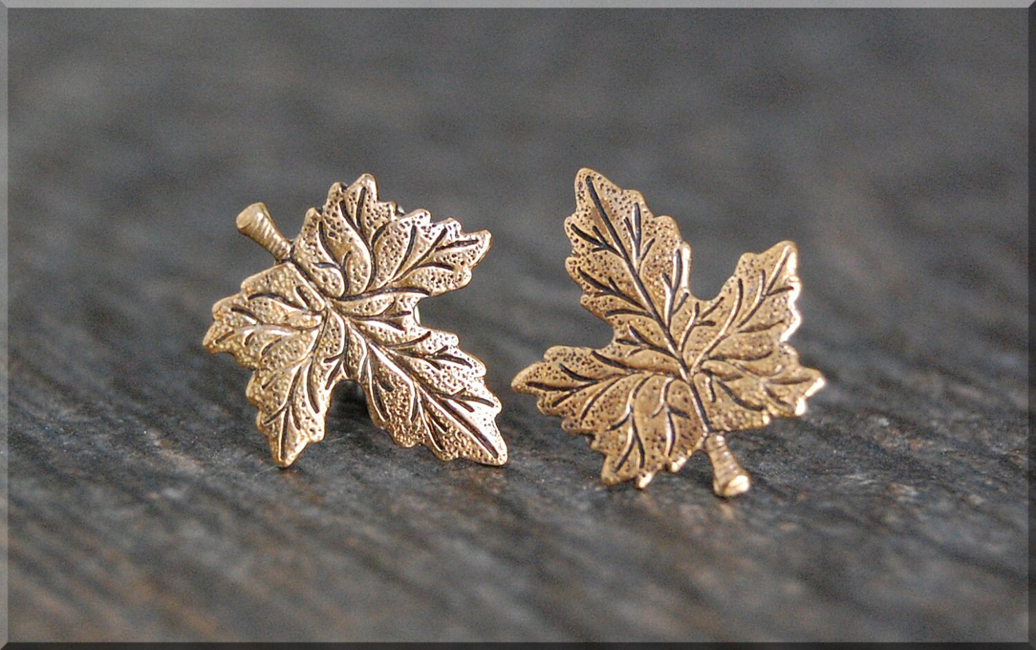 Maple Leaf Earrings Gold Maple Leaf Post by thewrappedpixie