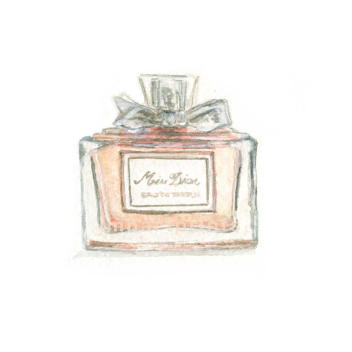 Watercolor Perfume Bottle Miss Dior Perfume Print Perfume