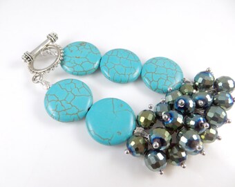 Turquoise bling mini cha cha bracelet (7 1 /4")