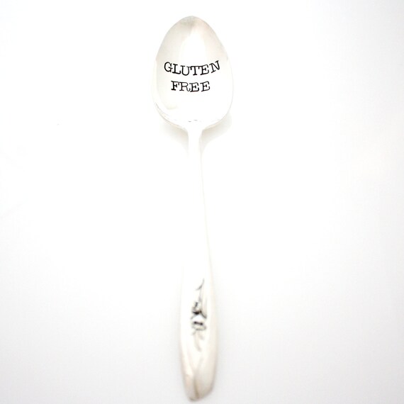 Gluten Free. Serving Spoon for healthy gift idea. Stamped