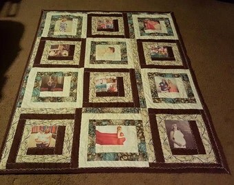 memory 12 photo quilt throw