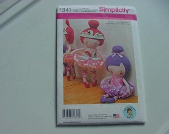 2014 Simplicity Doll Pattern 1341, Stuffed Doll and Clothes, 22" Tall, Uncut, Ballerina, Little Girls
