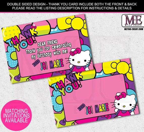 Hello Kitty Thank You Cards Hello Kitty cards Hello by MetroEvents