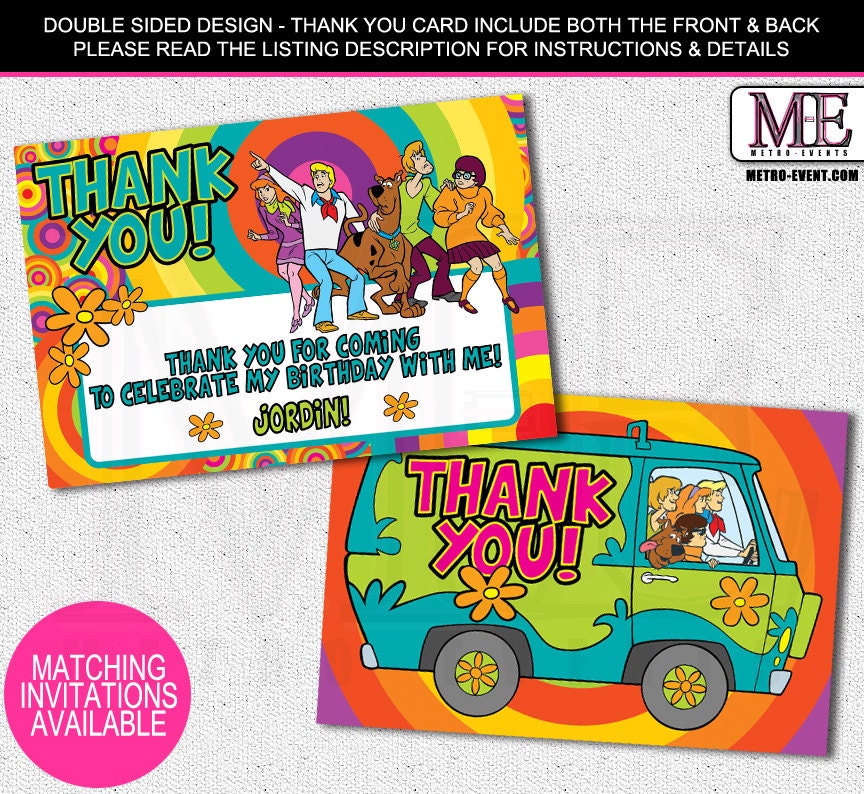Scooby Doo Birthday Thank You Cards Mystery Machine cards