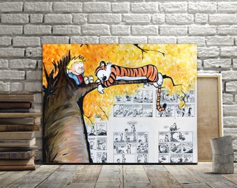 Calvin and Hobbes Canvas Print of Lazy Sunday