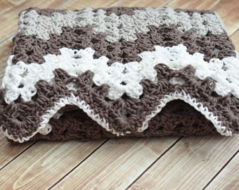 PDF Crochet Pattern - Random Stripe Granny Ripple Afghan