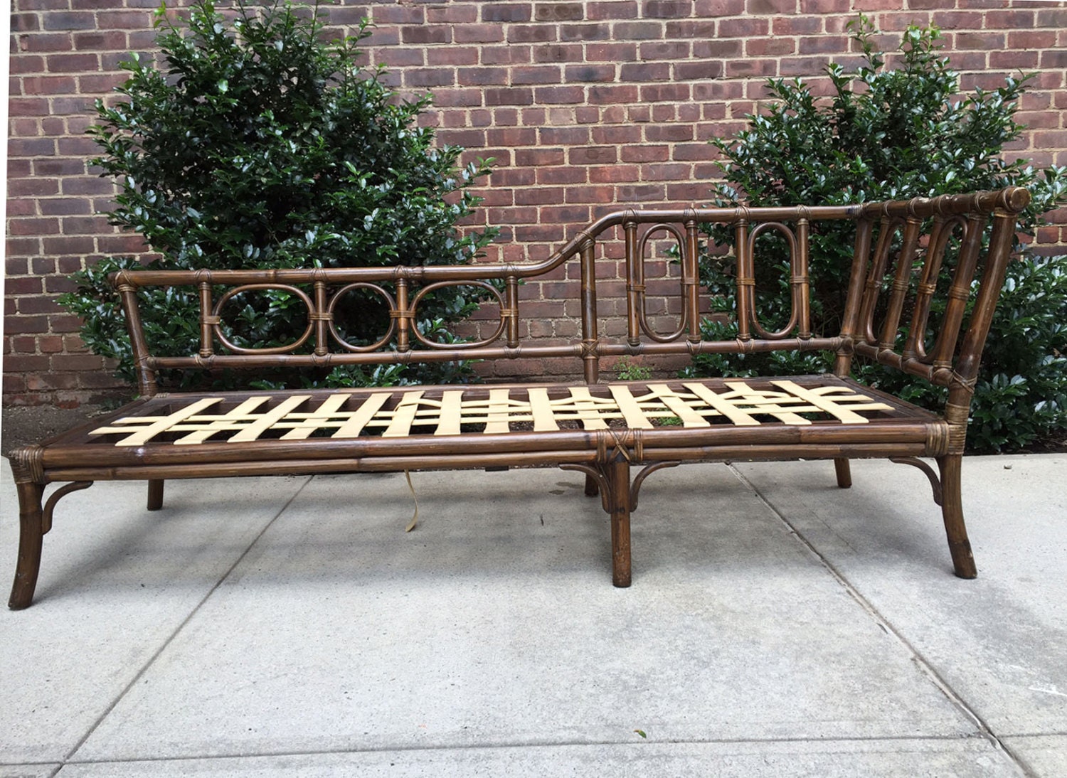 McGuire Furniture Vintage Rattan/Bamboo Chaise Lounge Frame Haute Juice