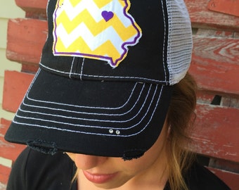 UNI University of Northern Iowa Chevron Bling Trucker Hat