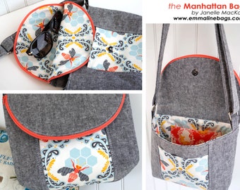 The Manhattan Bag - PDF Sewing Pattern - Shoulder bag, 2 Sizes PLUS Eyeglasses Case