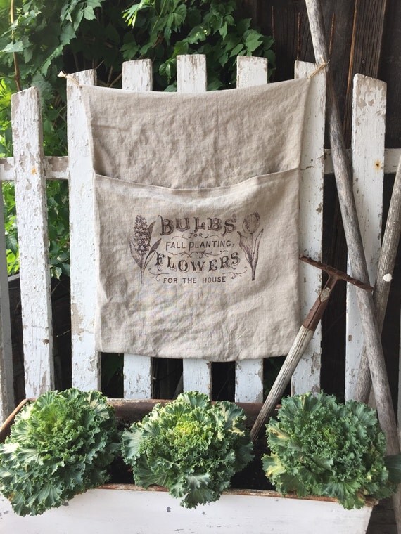 Primitive reproduction Linen grain sack with by 1871Farmhouse