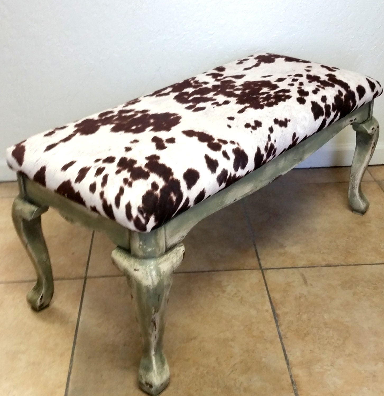 Bench Settee Hand Painted Upholstered Cow Print – Haute Juice