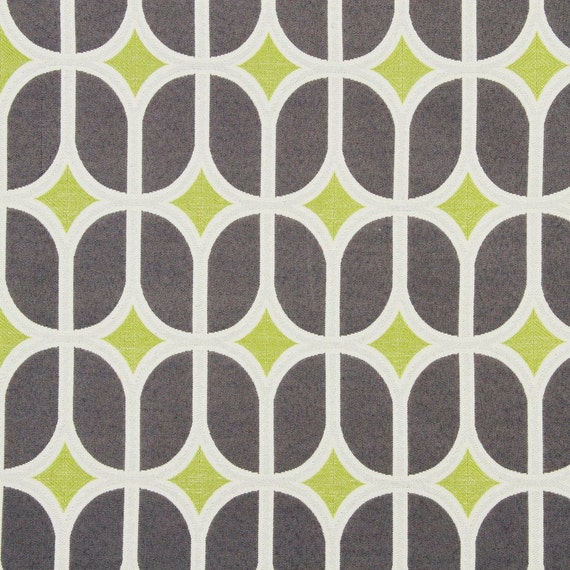 Grey Geometric Upholstery Fabric Modern Lime Green Fabric