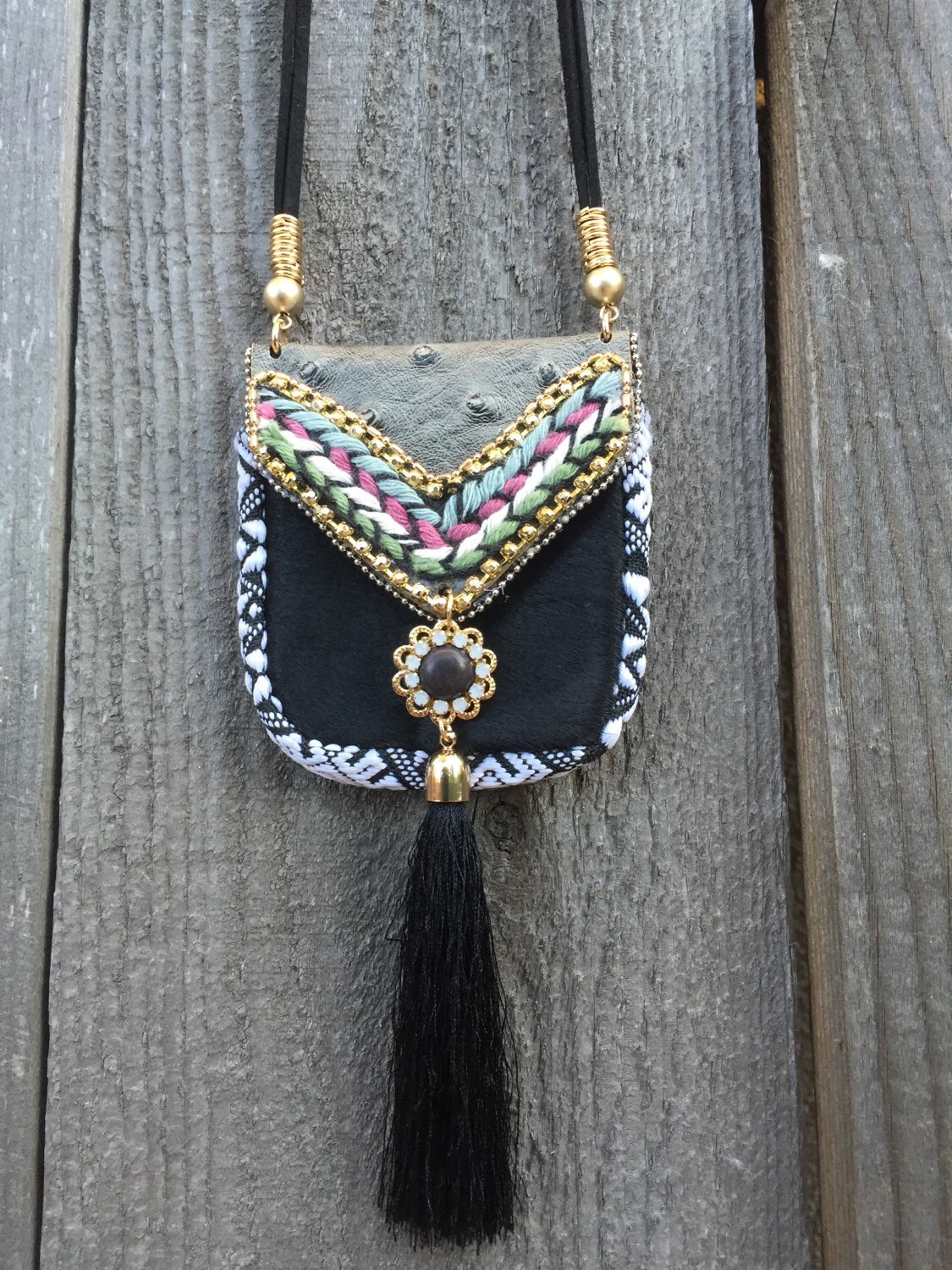 Medicine Bag Necklace Bohemian Jewelry by GypsyTribeJewels on Etsy