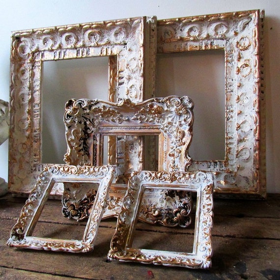 Distressed picture frame grouping white and by AnitaSperoDesign