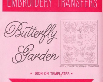 Butterflies Hand Embroidery Pattern | Sublime Stitching Reusable Iron On Transfer Embroidery Pattern - Butterfly Garden Hand Embroidery