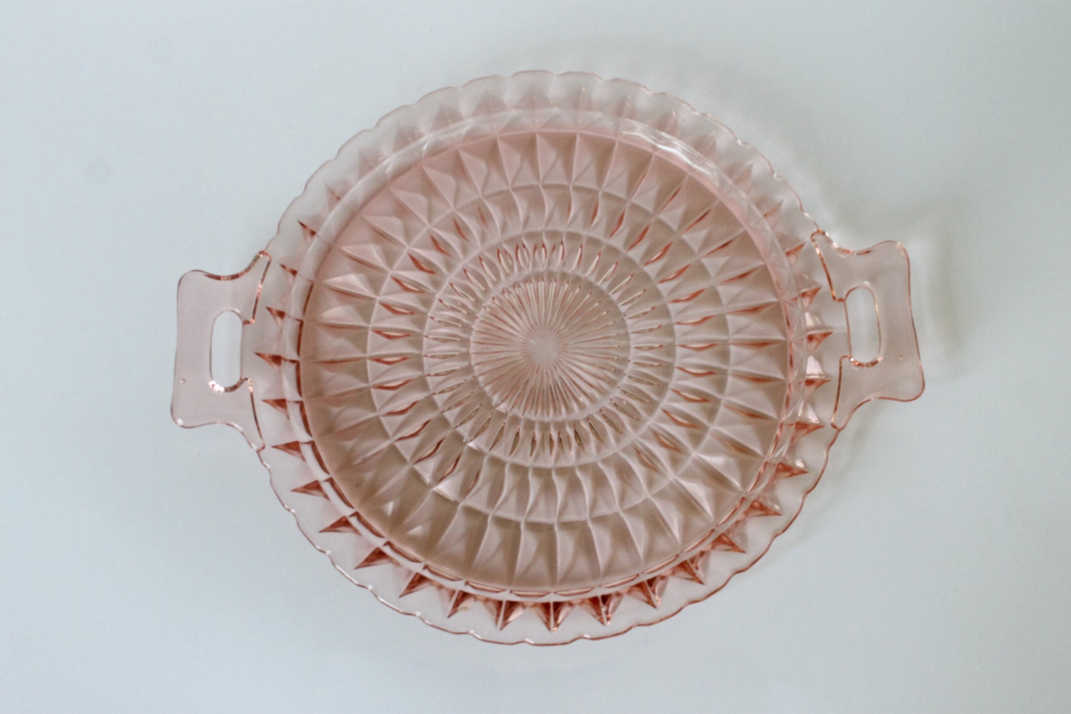 Pink Depression Glass Round Platter Windsor by Haute Juice