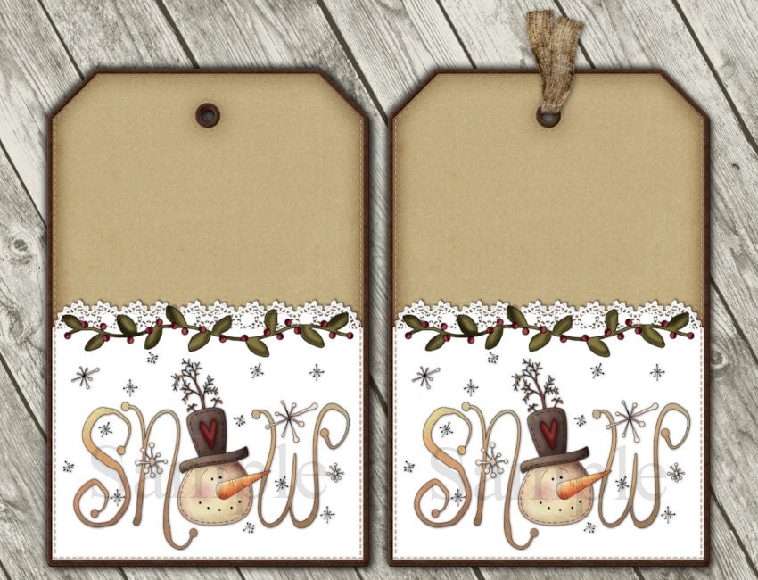 Printable Christmas Snowman Tags Digital Gift Tags