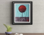 Red Lollipop Tree Signed Art Print of Signature Original By Rafi Perez