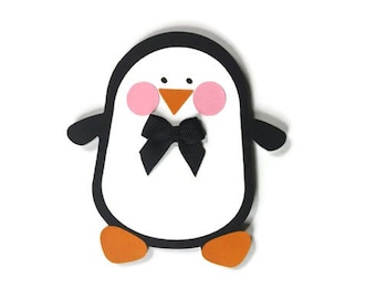 Penguin Boy Christmas Card - Penguin Shaped Card