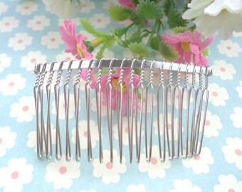 Nickel free--20pcs Silver Metal Hair Combs (20teeth) 36mmx75mm